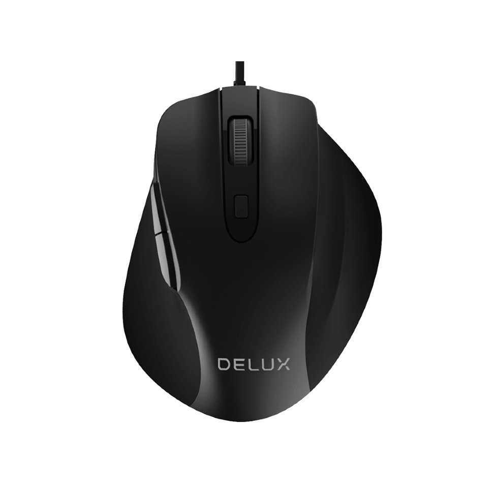 Мышь, Delux, DLM-517OUB, Оптическая, USB, 1000-1600-2400- 3200 dpi, Длинапровода 1,6м, Чёрный
