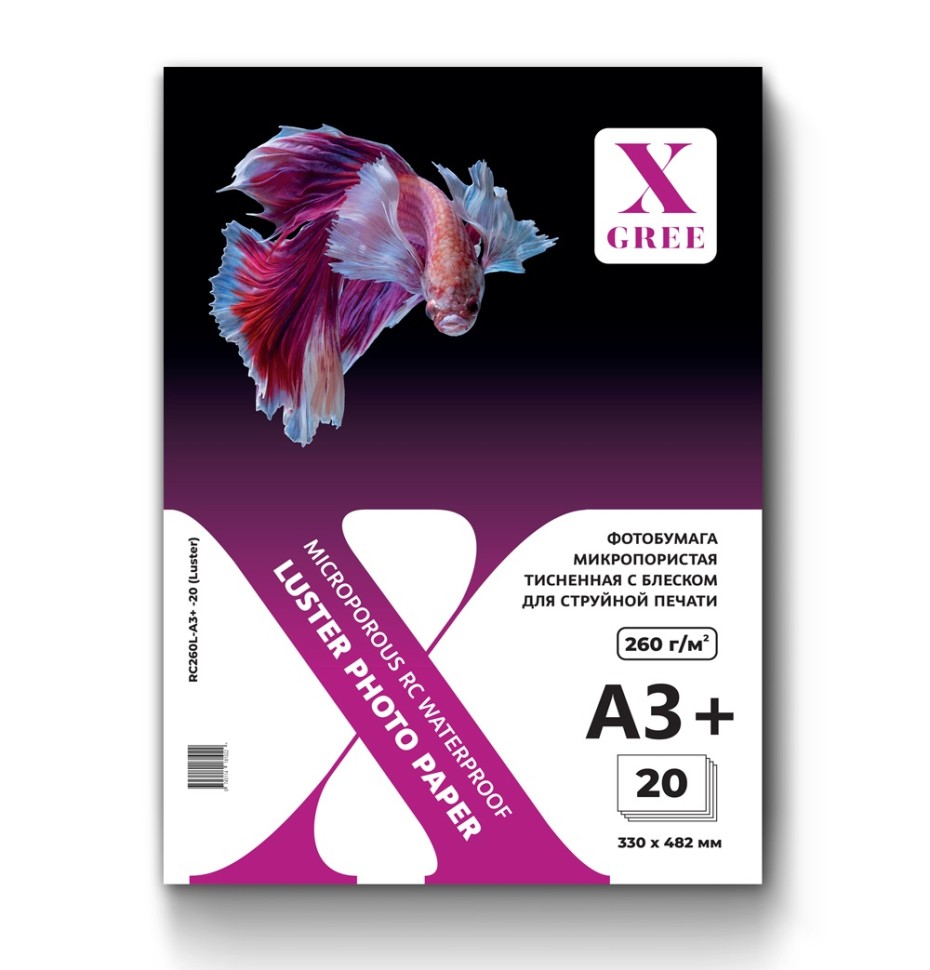 RL260L-A3+-20 (Luster) Фотобумага микропористая для струйной печати X-GREE ТИСНЕННАЯ С БЛЕСКОМ A3+*330x482мм/20л/260г NEW (25)