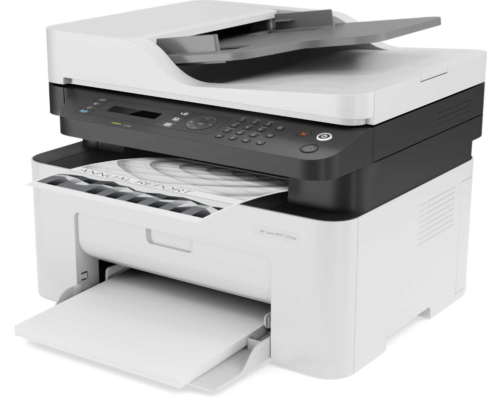МФУ HP Laser MFP 137fnw. 4ZB84A  20стр/мин,печать 1200x1200dpi,копир 600x600dpi, сканер1200x1200dpi, факс 300x300dpi, USB, LAN, WiFi (Картридж W1106A)