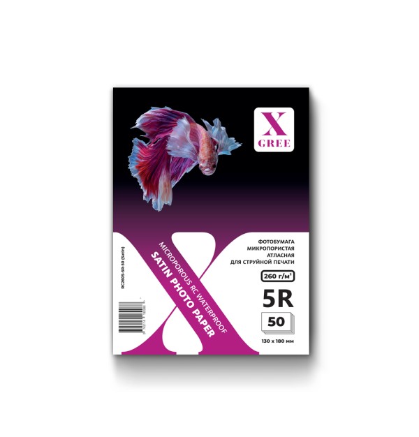 Фотобумага X-GREE RS260S-13*18-50 Глянцевая микропористо-атласная на резиновой основе (Satin) 5R/50/260г ( 40 )