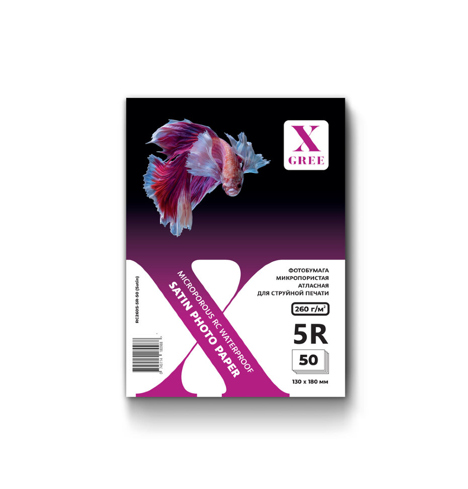 Фотобумага X-GREE RS260S-13*18-50 Глянцевая микропористо-атласная на резиновой основе (Satin) 5R/50/260г ( 40 )